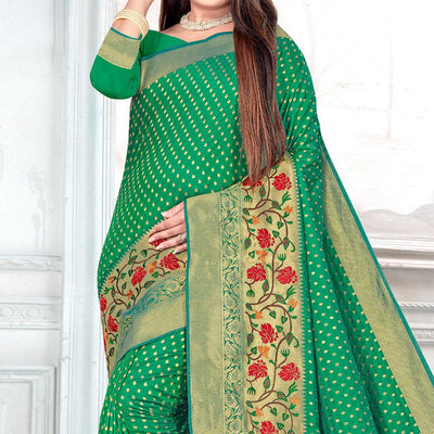 green-woven-cotton-silk-saree-143743