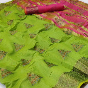green-woven-cotton-silk-saree-2