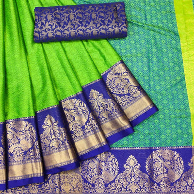 green-woven-cotton-silk-saree-142963