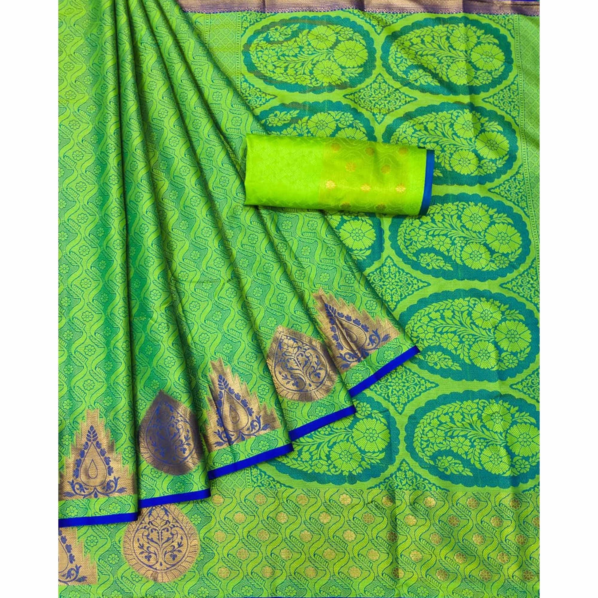 green-woven-cotton-silk-saree-1