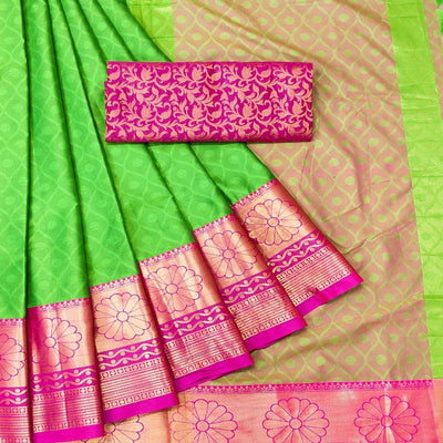 green-woven-cotton-silk-saree-142984