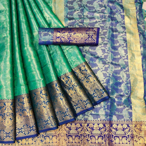green-woven-cotton-silk-saree-142975