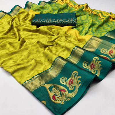 green-woven-cotton-silk-saree-with-tassels-142967