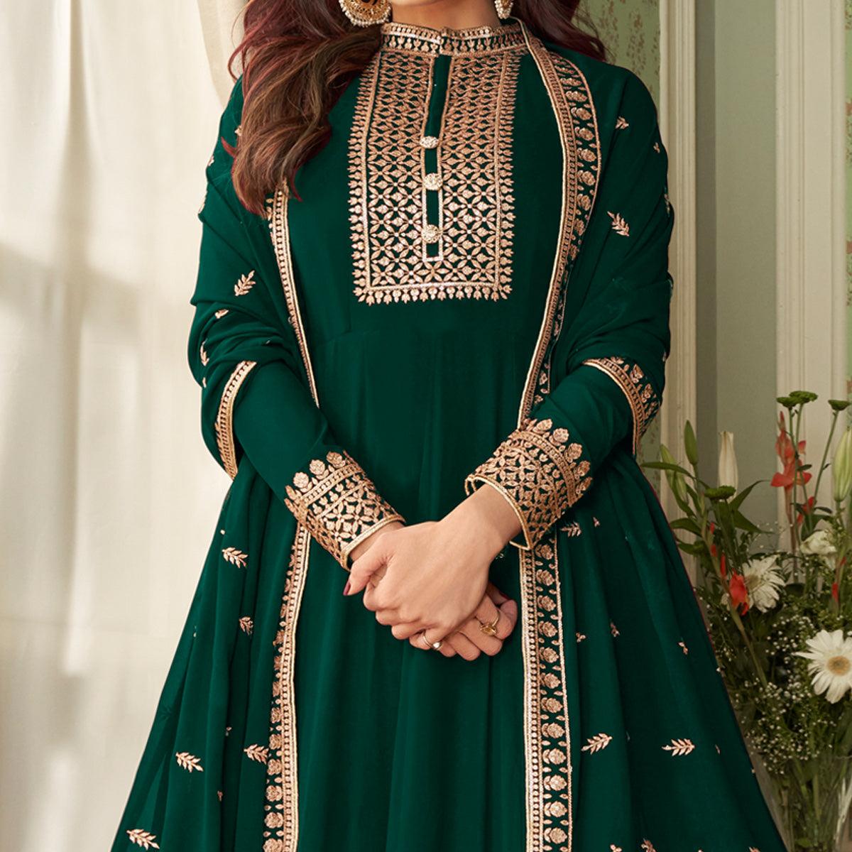 green-partywear-woven-georgette-anarkali-suit