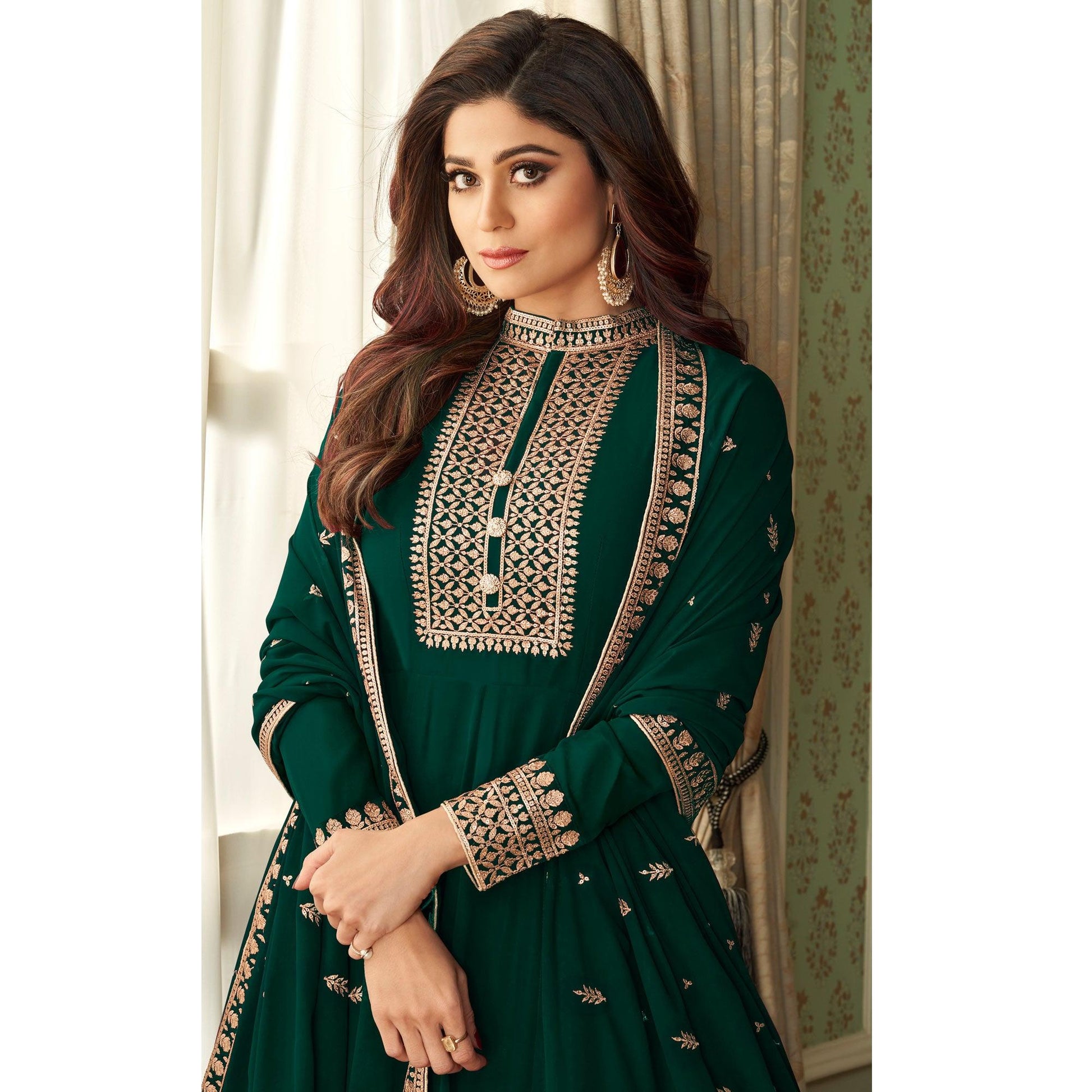 green-partywear-woven-georgette-anarkali-suit