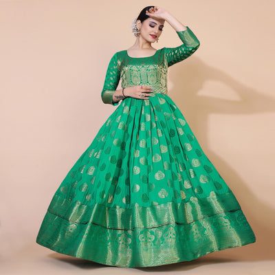 green-woven-jacquard-anarkali-style-gown-2