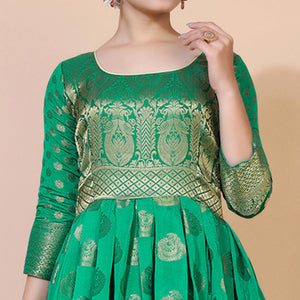 green-woven-jacquard-anarkali-style-gown-2