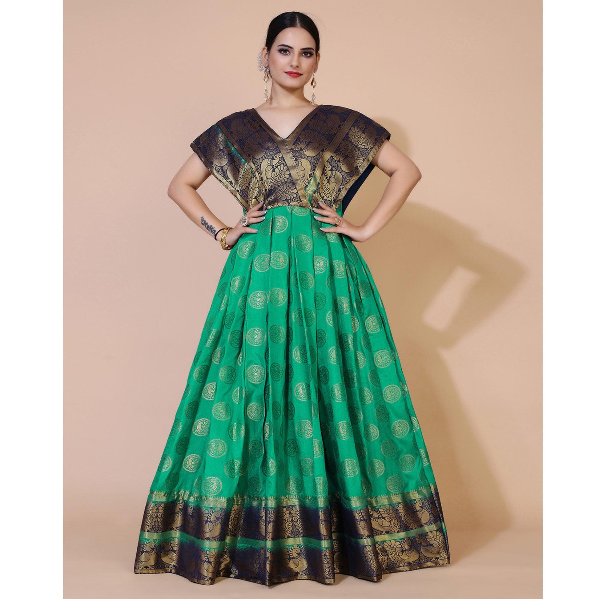 green-woven-jacquard-anarkali-style-gown