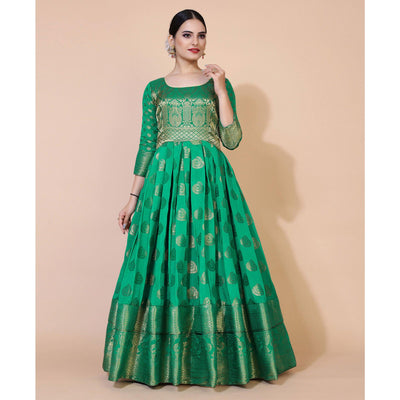 green-woven-jacquard-anarkali-style-gown-2