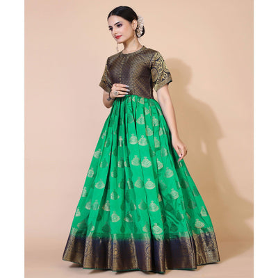 green-woven-jacquard-anarkali-style-gown-1