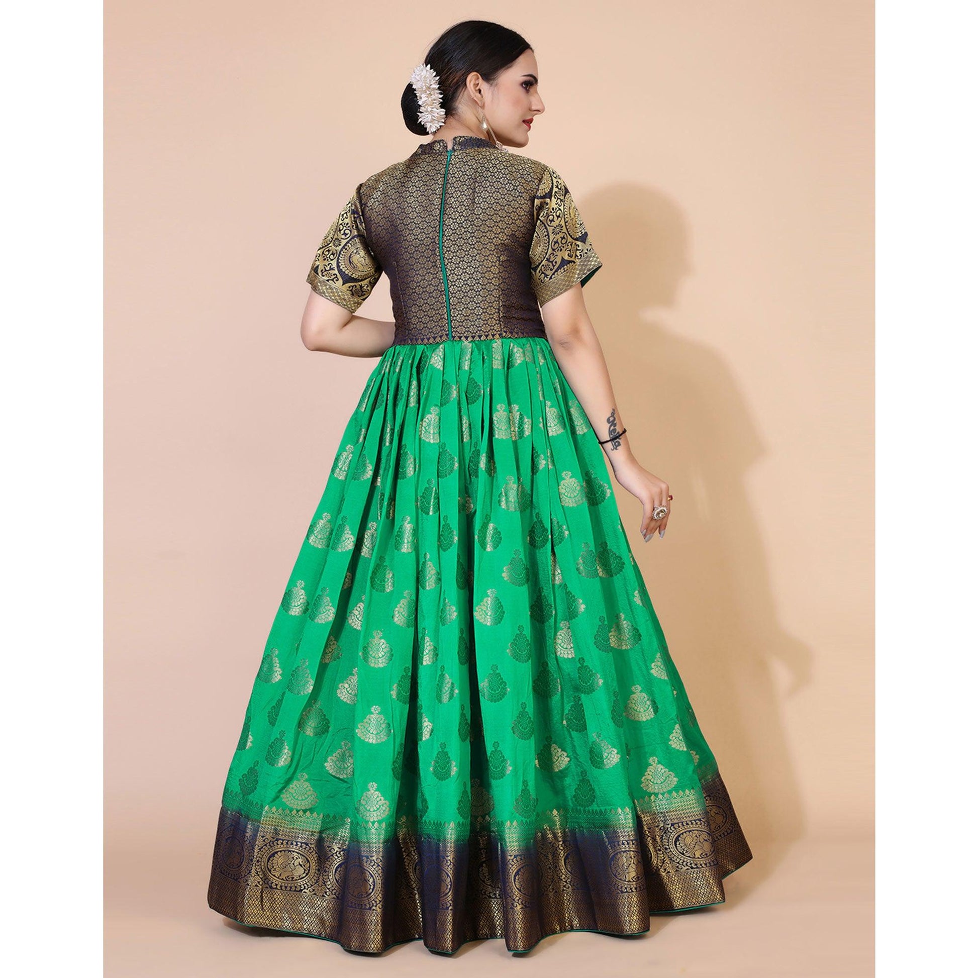 green-woven-jacquard-anarkali-style-gown-1