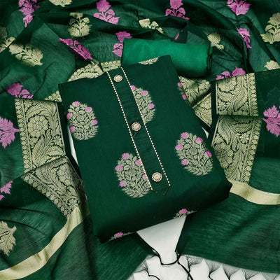 green-woven-jacquard-dress-material