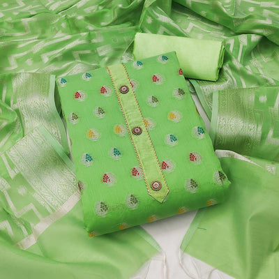 green-woven-jacquard-dress-material-1