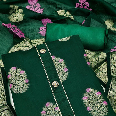 green-woven-jacquard-dress-material