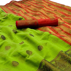 green-woven-linen-saree-145184