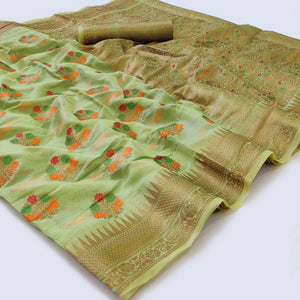 green-woven-organza-saree