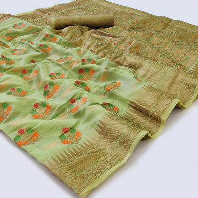 green-woven-organza-saree
