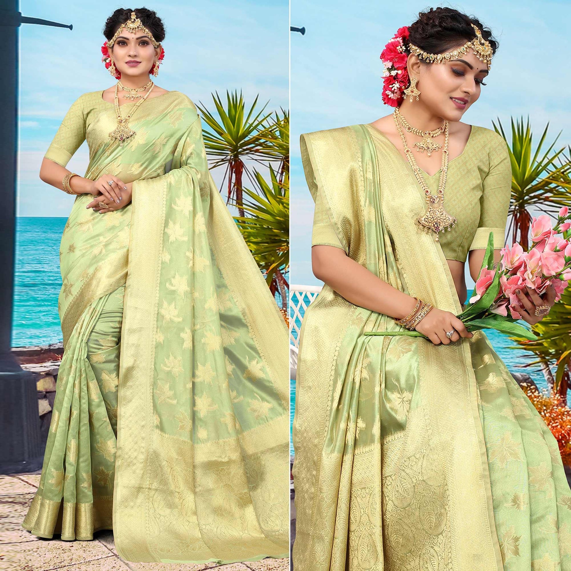 green-woven-organza-saree-145495