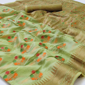 green-woven-organza-saree