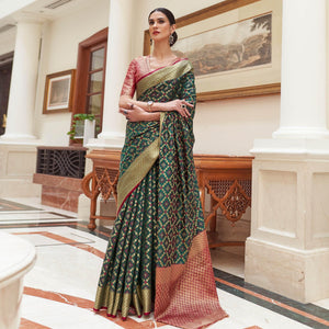 green-woven-patola-banarasi-silk-saree-144252