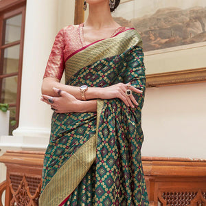 green-woven-patola-banarasi-silk-saree-144252