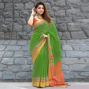 green-festive-wear-woven-kesar-cotton-saree-112144