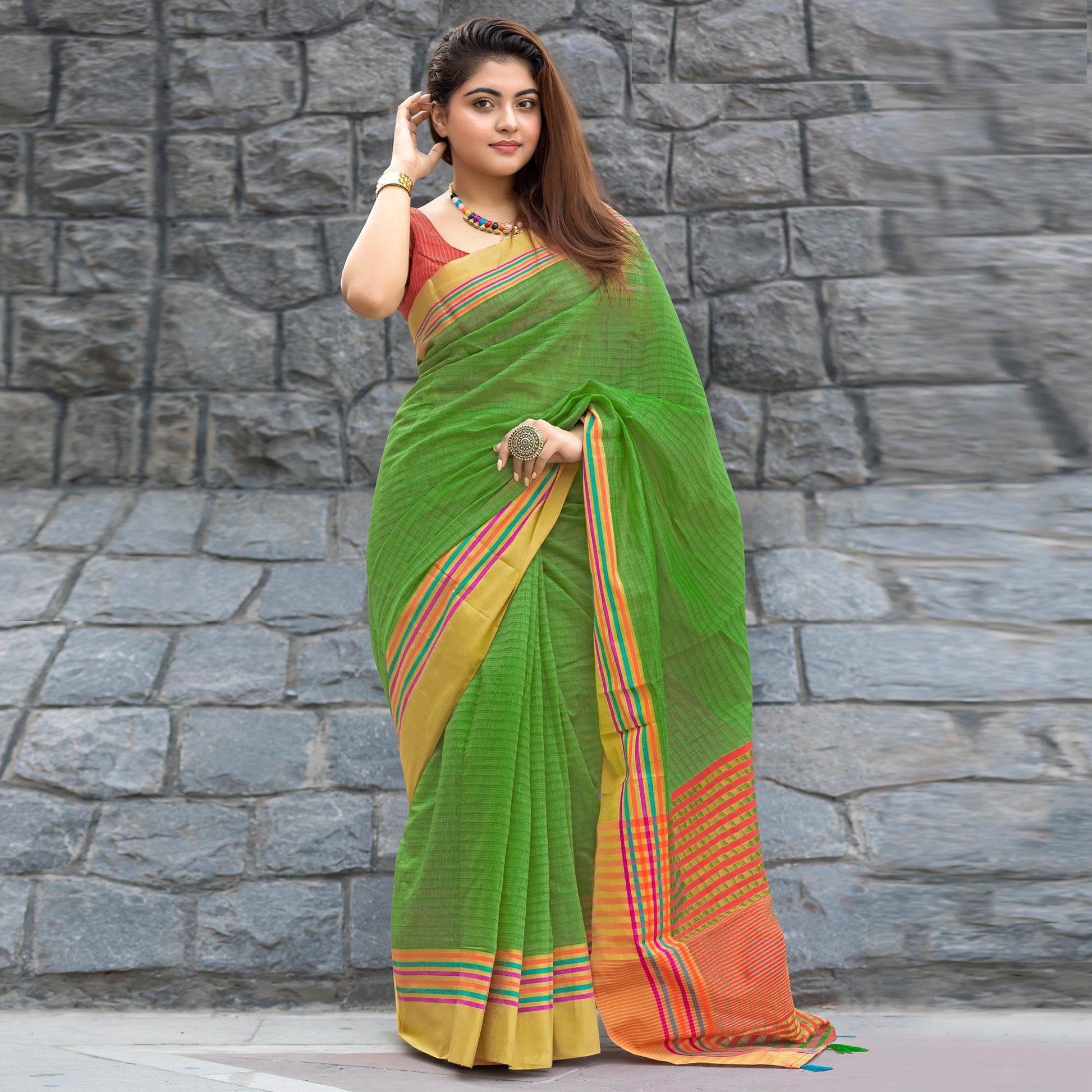 green-festive-wear-woven-kesar-cotton-saree-112144