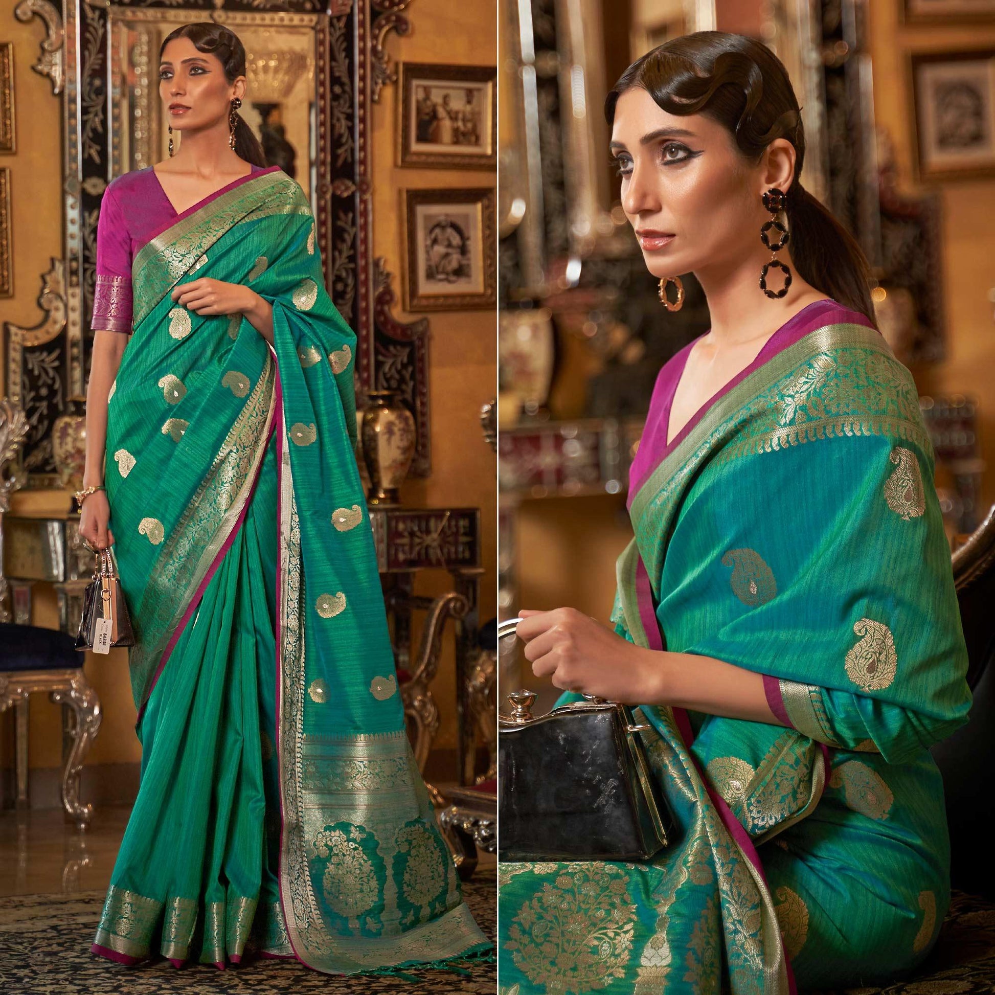 green-woven-pure-silk-saree-144413