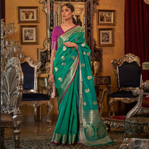 green-woven-pure-silk-saree-144413