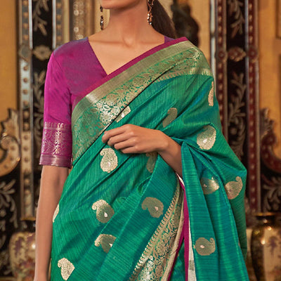green-woven-pure-silk-saree-144413
