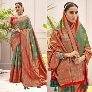green-woven-pure-silk-saree-with-tassels-144040