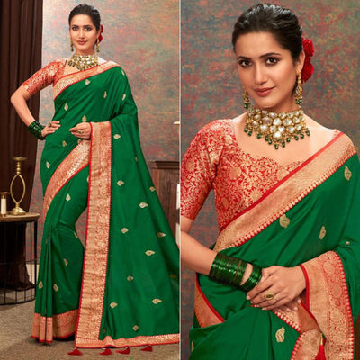 green-woven-pure-silk-saree-with-tassels-1