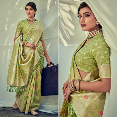 green-woven-pure-silk-saree-with-tassels-144179