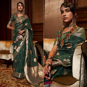 green-woven-pure-silk-saree-with-tassels
