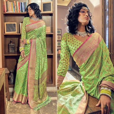 green-woven-pure-silk-saree-with-tassels-144083
