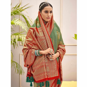 green-woven-pure-silk-saree-with-tassels-144040