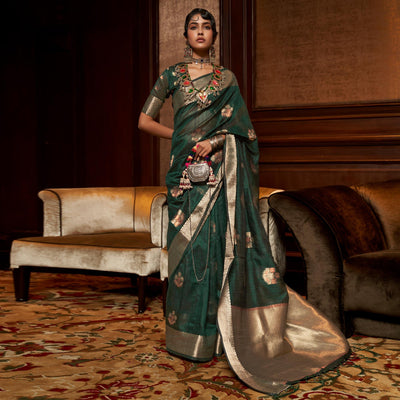 green-woven-pure-silk-saree-with-tassels