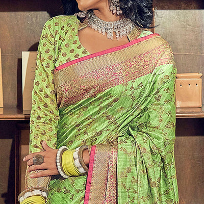 green-woven-pure-silk-saree-with-tassels-144083