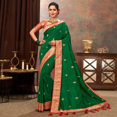 green-woven-pure-silk-saree-with-tassels-1