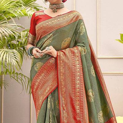 green-woven-pure-silk-saree-with-tassels-144040