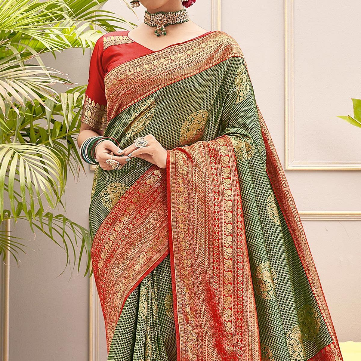 green-woven-pure-silk-saree-with-tassels-144040