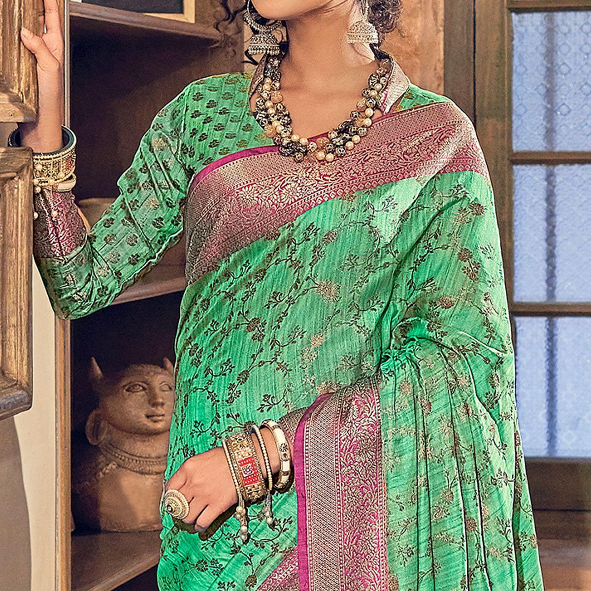 green-woven-pure-silk-saree-with-tassels-144079
