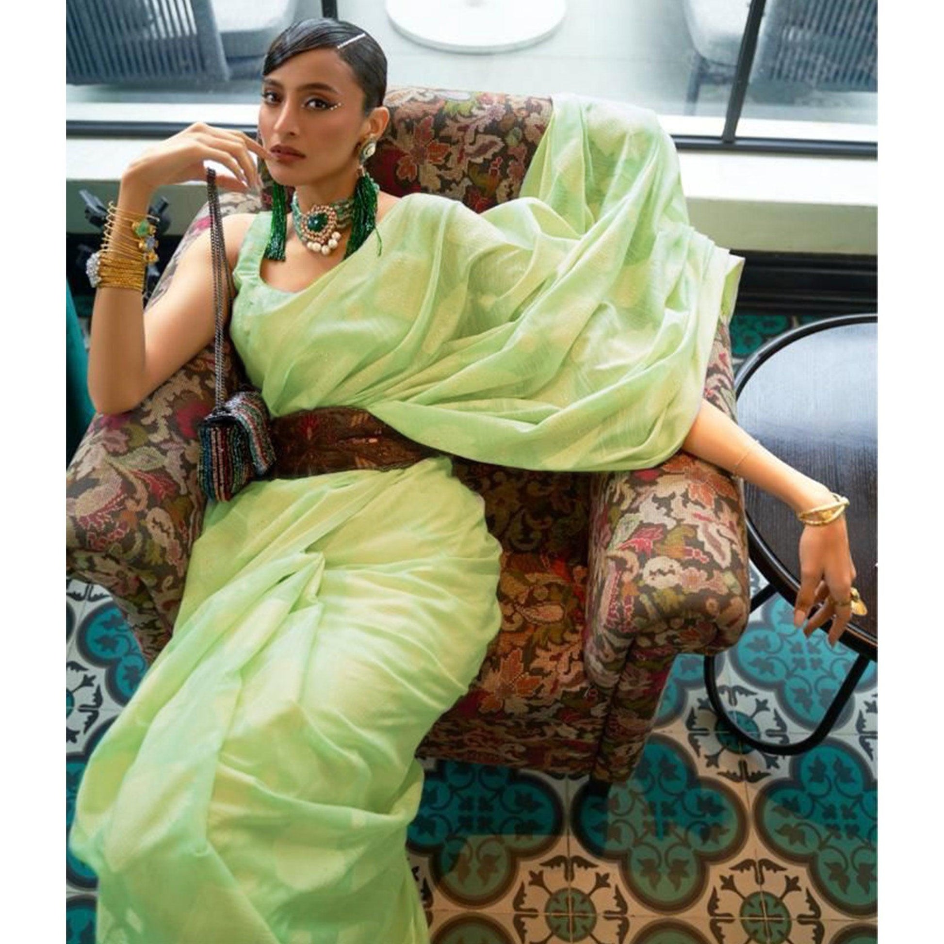 green-woven-sequence-handloom-silk-saree