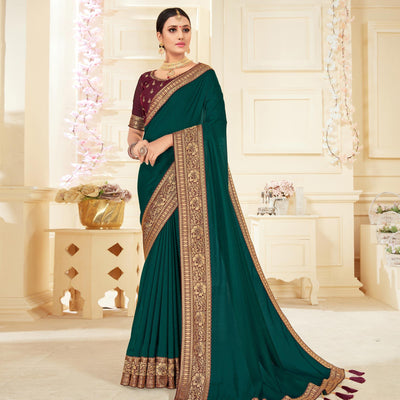 green-woven-vichitra-silk-saree