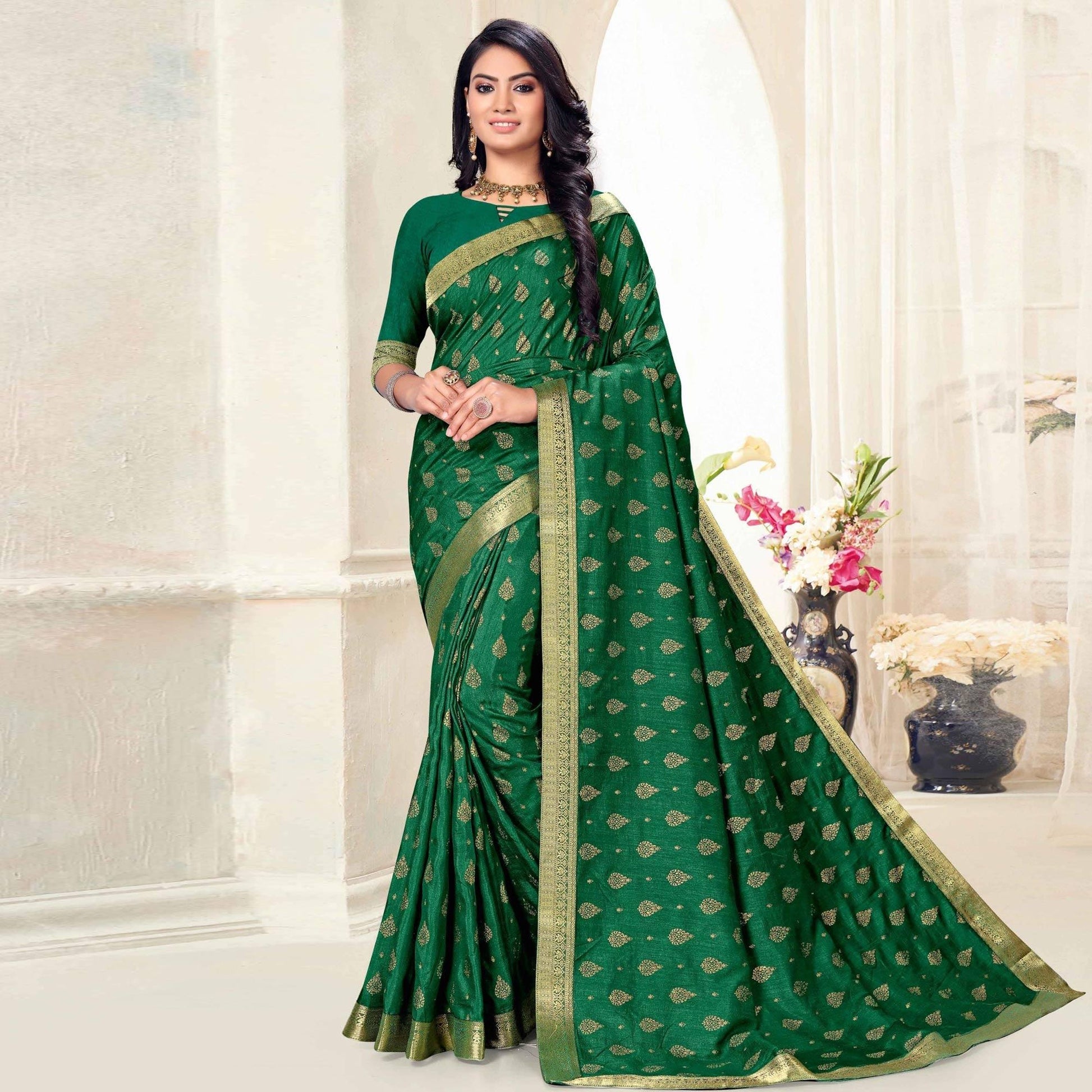 green-woven-vichitra-silk-saree-3