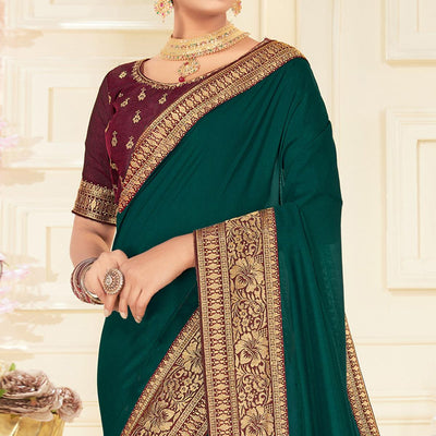 green-woven-vichitra-silk-saree