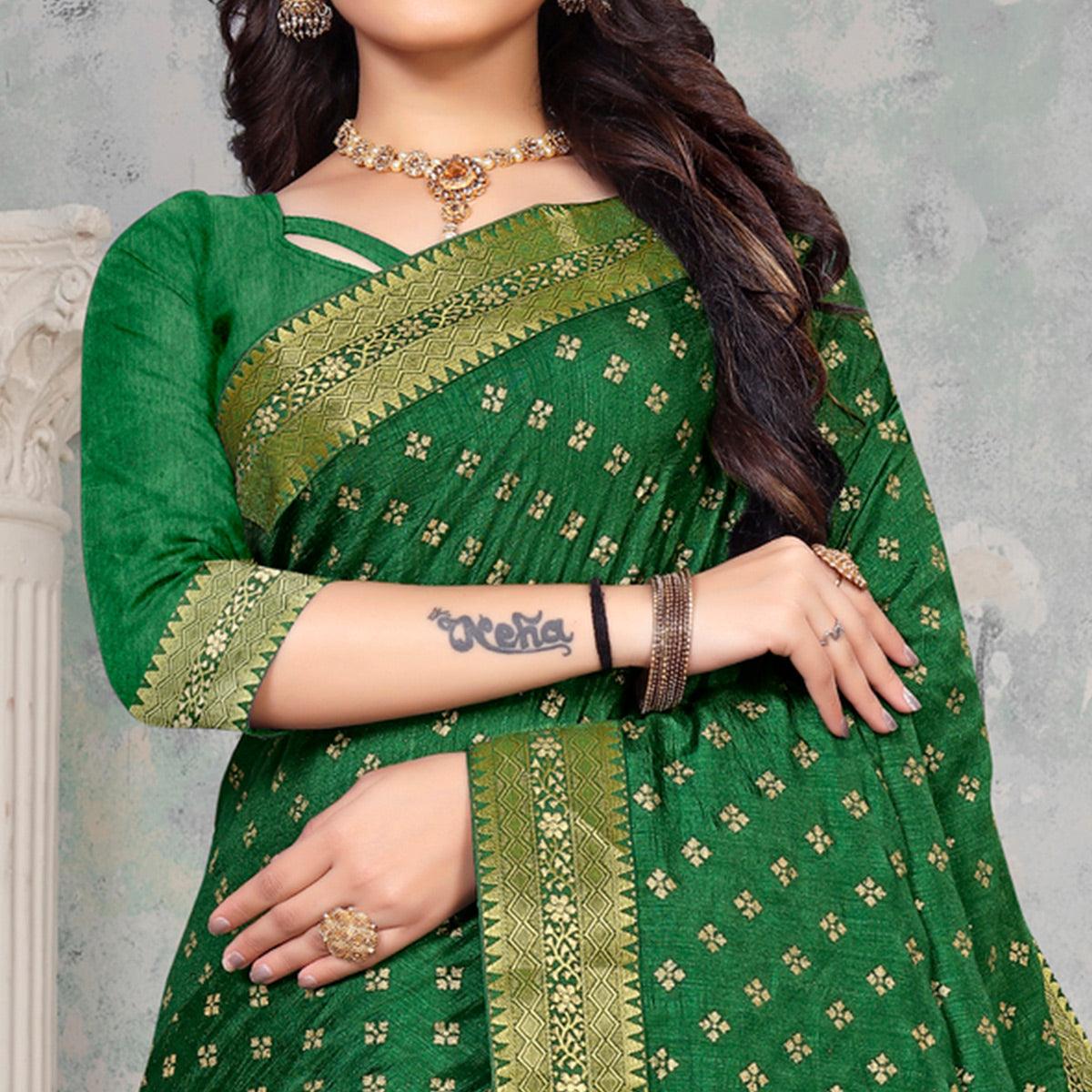 green-woven-vichitra-silk-saree-4