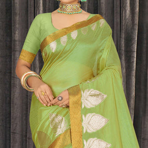 green-woven-with-embellished-poly-cotton-saree