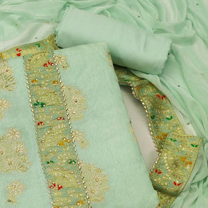 green-woven-with-embroidered-jacquard-dress-material