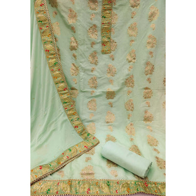 green-woven-with-embroidered-jacquard-dress-material